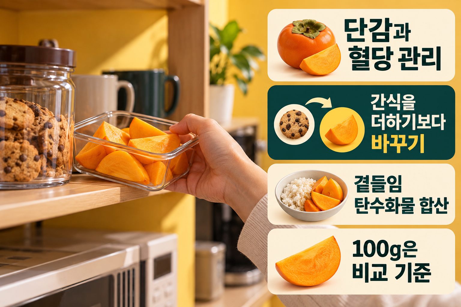단감 &middot; 아삭한 단맛을 과자 대신 정해 둔 간식에 넣어요 실사 인포그래픽