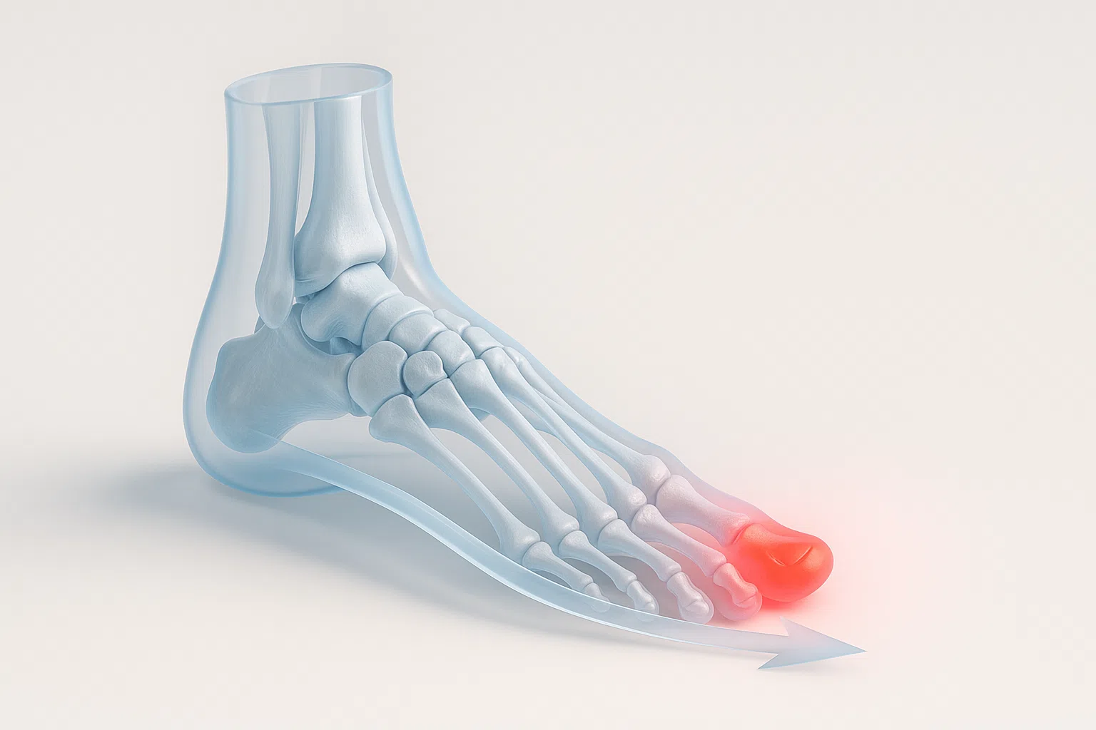 엄지발가락으로 향하는 힘