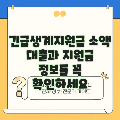 긴급생계지원금 소액 대출과 지원금 정보를 꼭 확인하세요