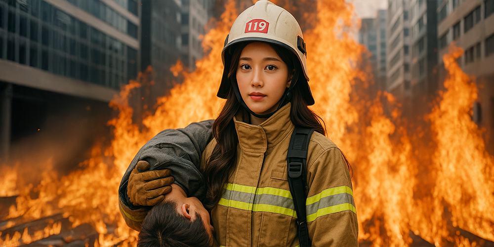 꿈에서 119 구조대원이 나타나 사람들을 구하고있다