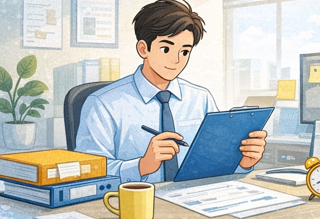 회사 규정을 확인 하는 이미지 사진