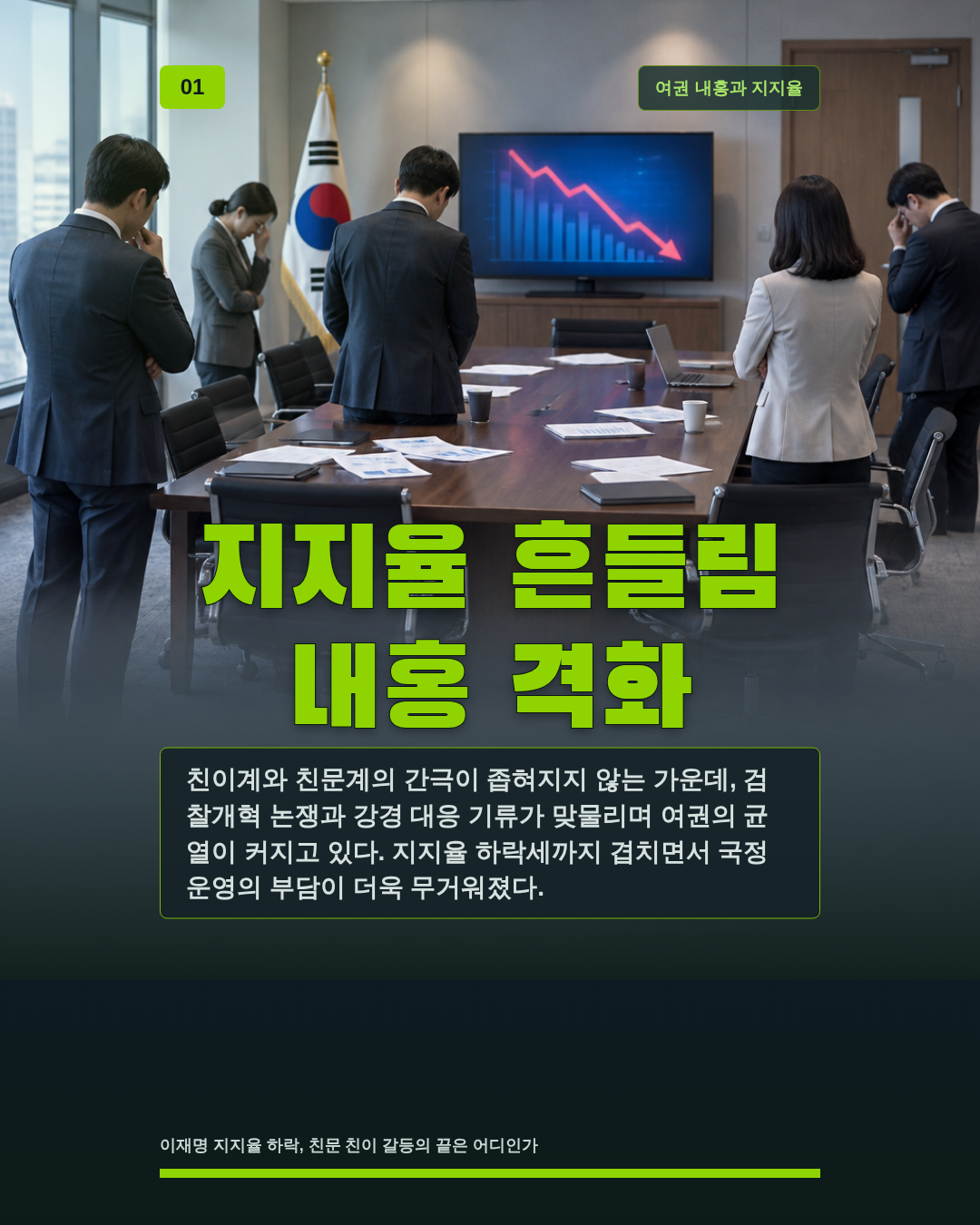 지지율 흔들림 내홍 격화