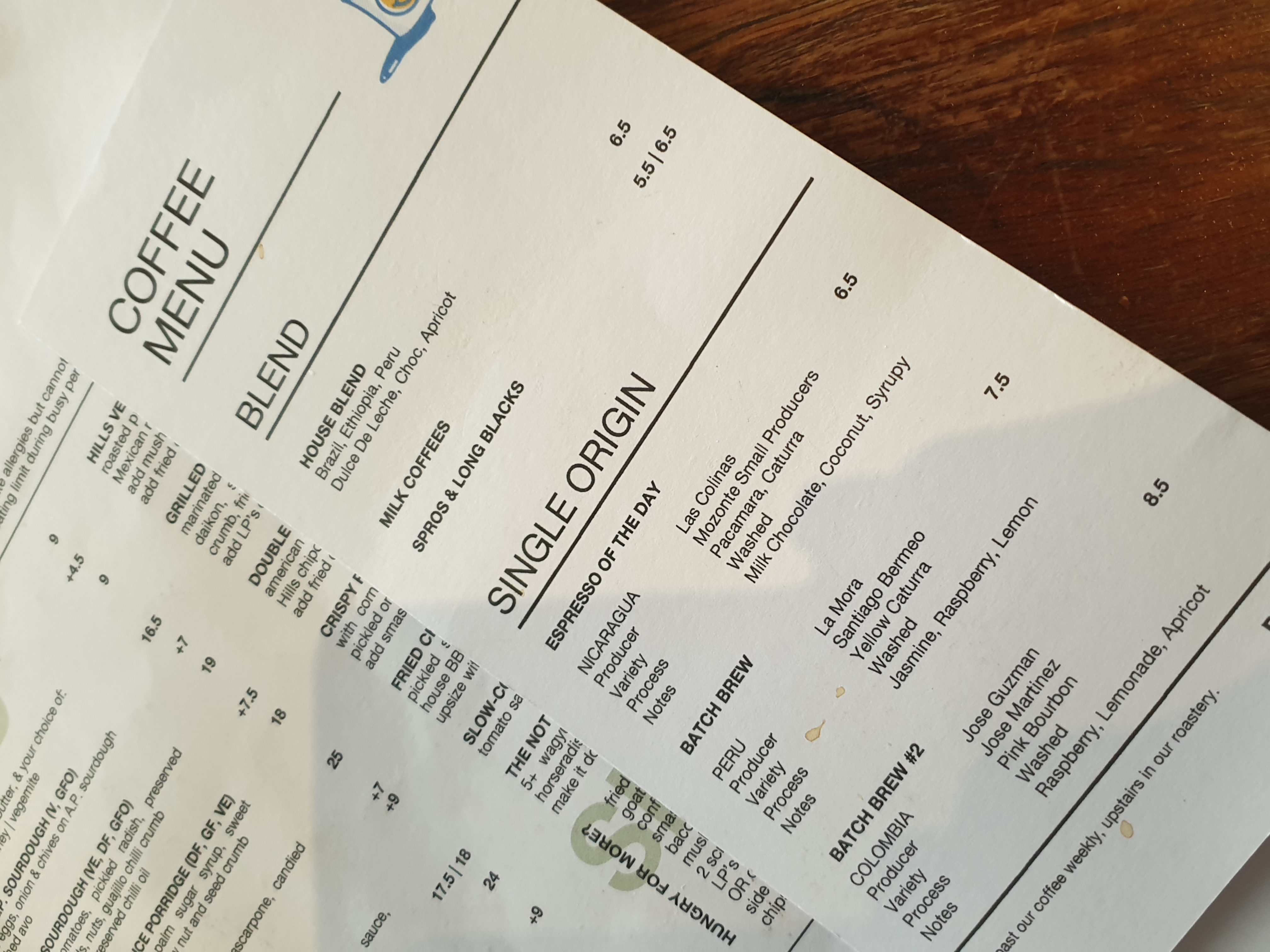 Reuben Hills(루벤 힐스), 시드니 Surry Hills 한복판 커피와 브런치 맛집_메뉴판