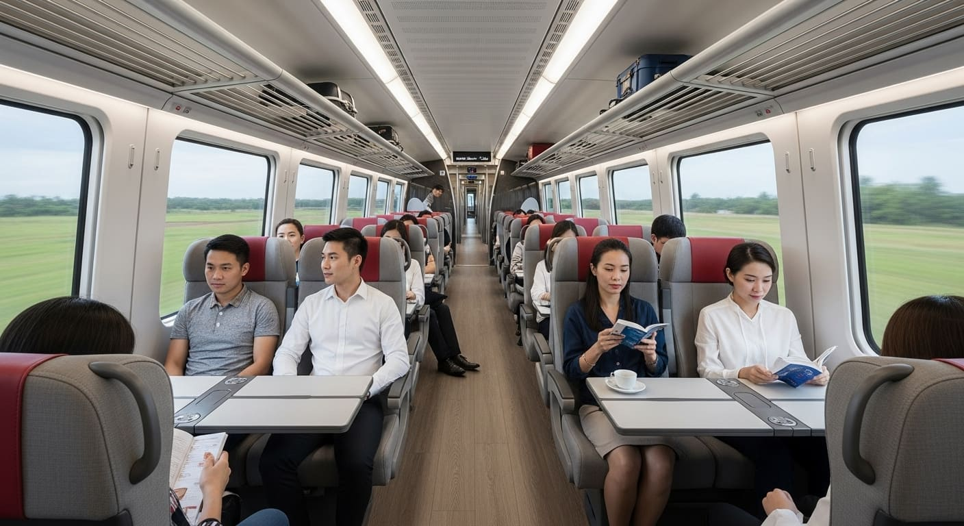 현대적인 좌석 구조의 SRT기차 내부 전경