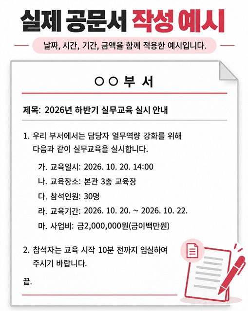 공문서 보고서 작성기준 날짜&middot;금액&middot;기간 표기법