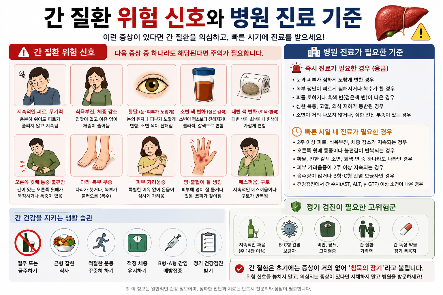 간 질환의 위험 신호와 병원 진료가 필요한 기준 정리 이미지