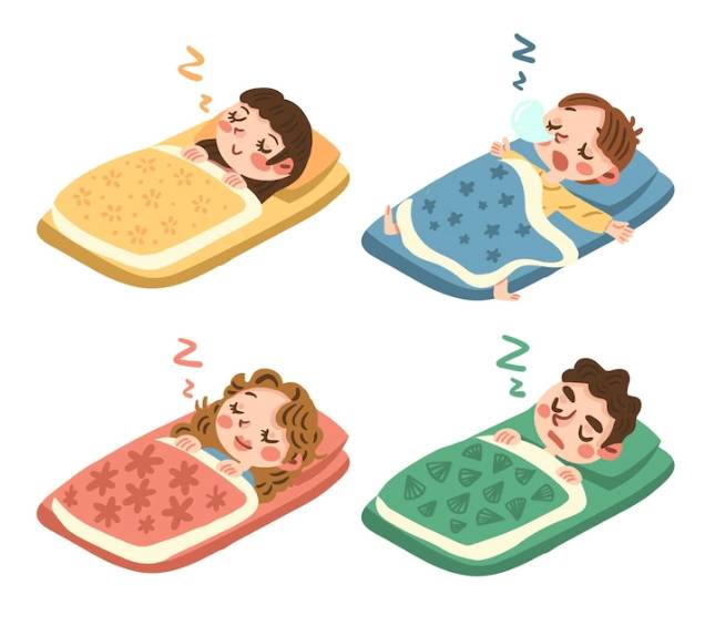 숙면을 취하고 있는 아이 네명
