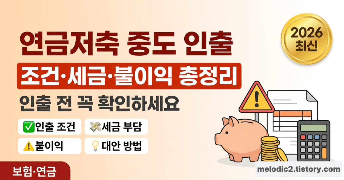 연금저축 중도 인출 방법 조건 세금 불이익 2026 총정리 안내