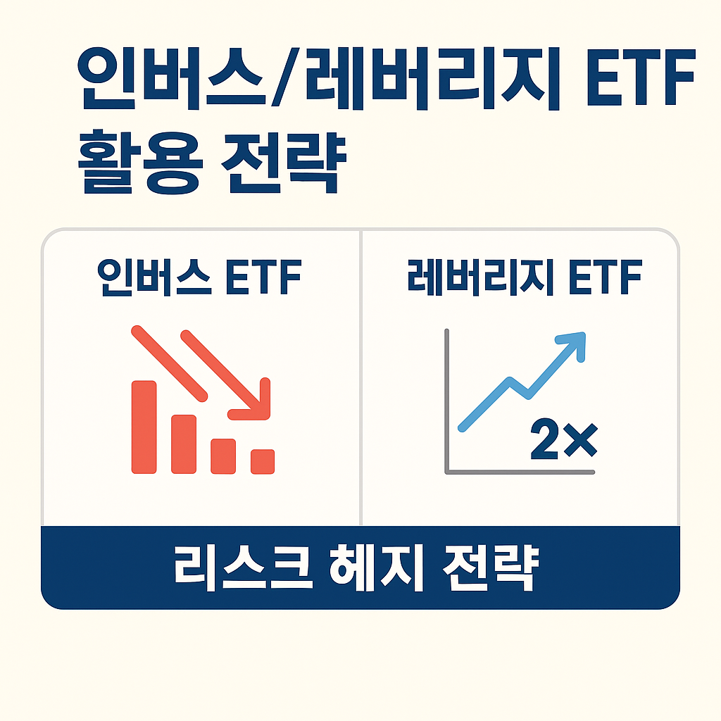 “인버스/레버리지 ETF 활용 전략”이라는 제목 아래, 두 개의 박스로 나뉜 구조.