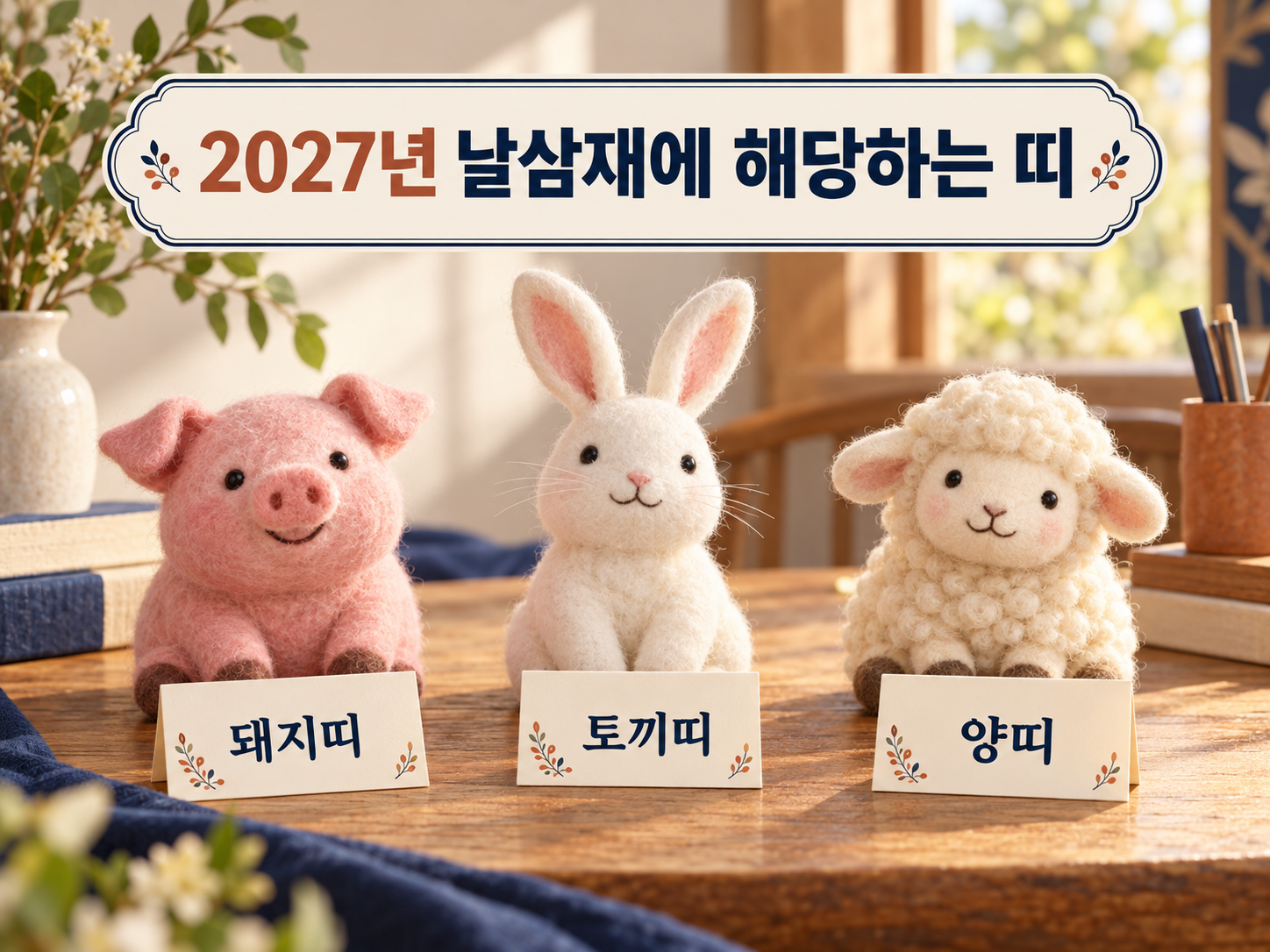 2027년 삼재띠인 돼지 토끼 양의 모습