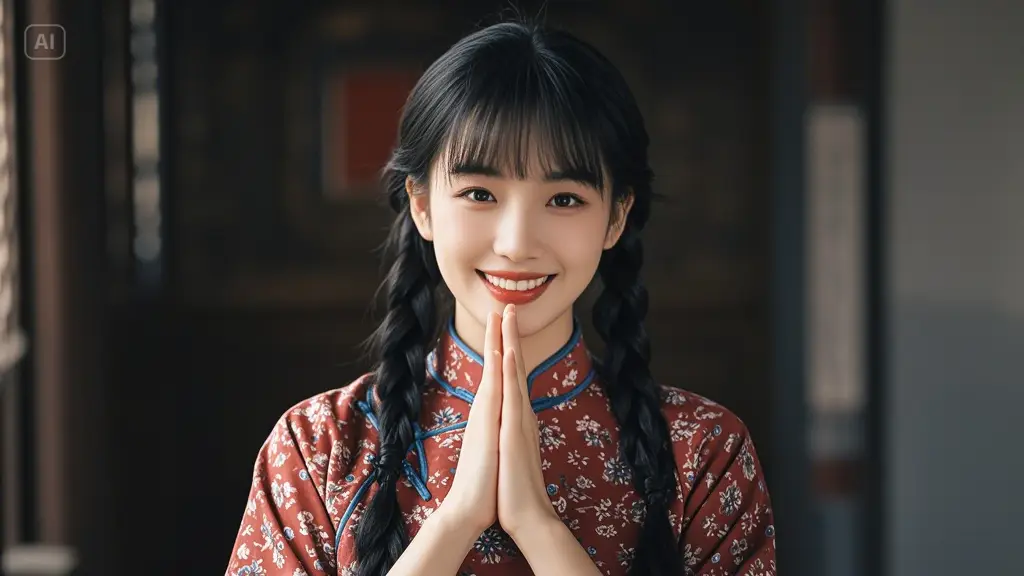 인사하는 중국인 여성