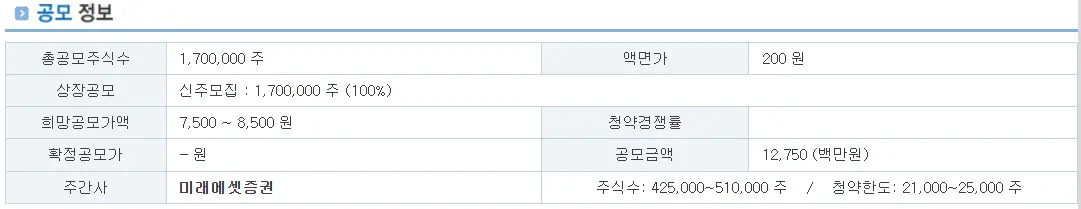 위너스 공모주 청약 일정