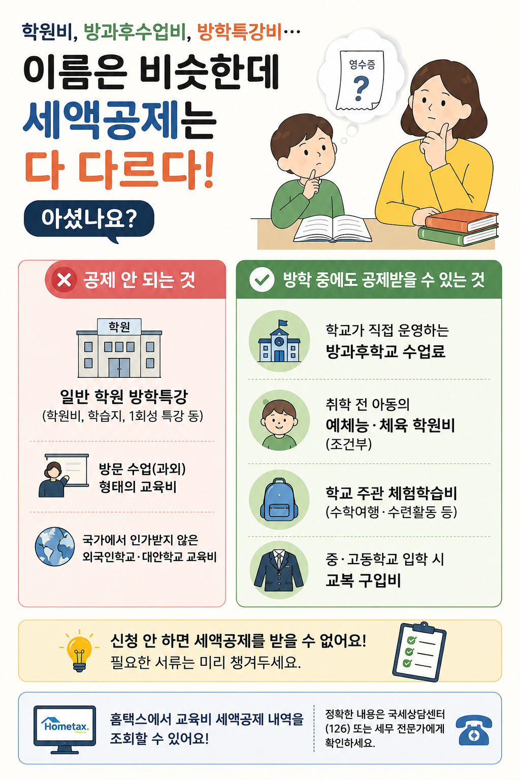 학원비 세액공제 안 되는 이유, 방학특강비는 정말 다 못 받을까?