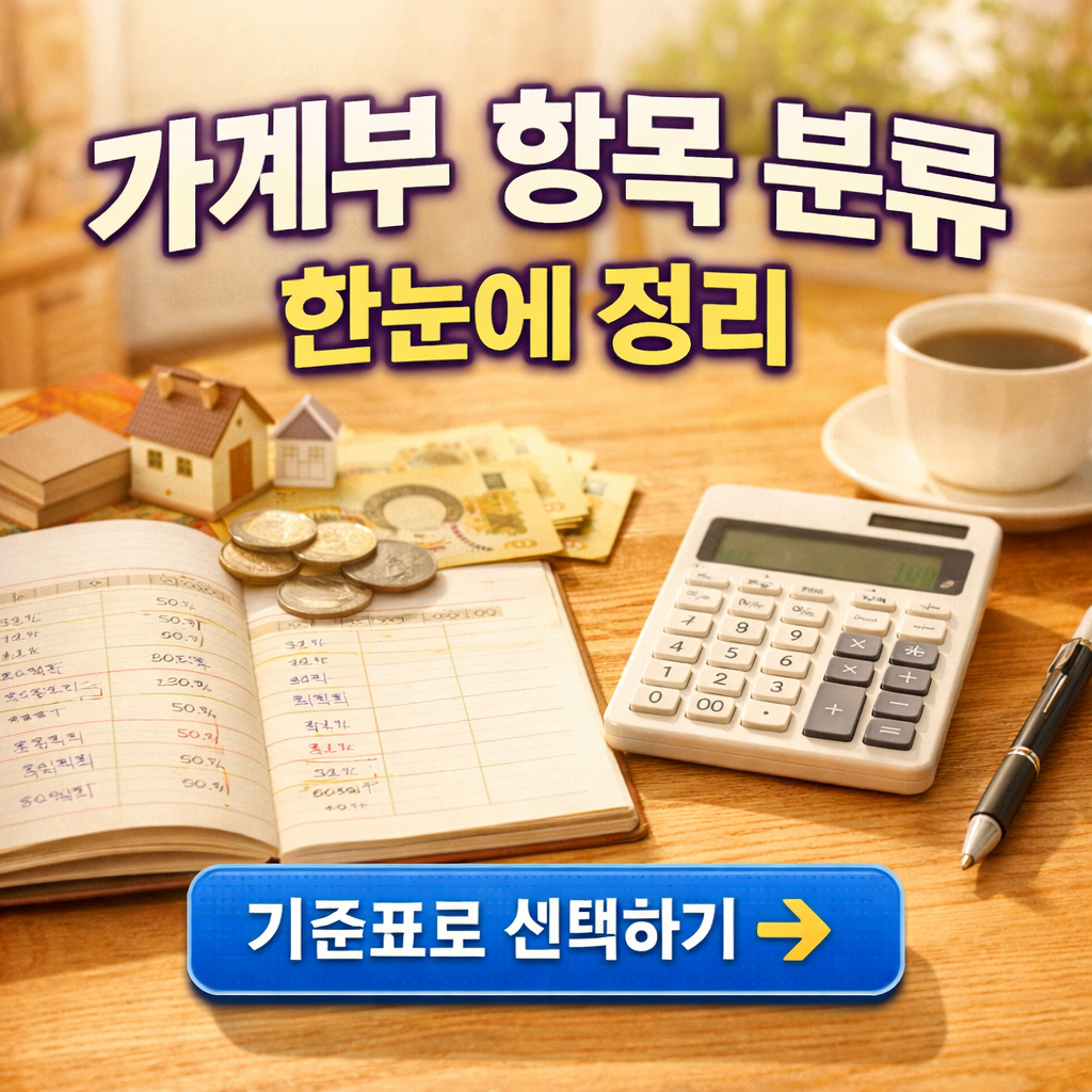 가계부 항목 분류 정리 한눈에: 고정비&middot;변동비&middot;비정기지출 A/B/C 선택 기준표