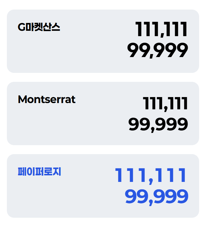 숫자 너비