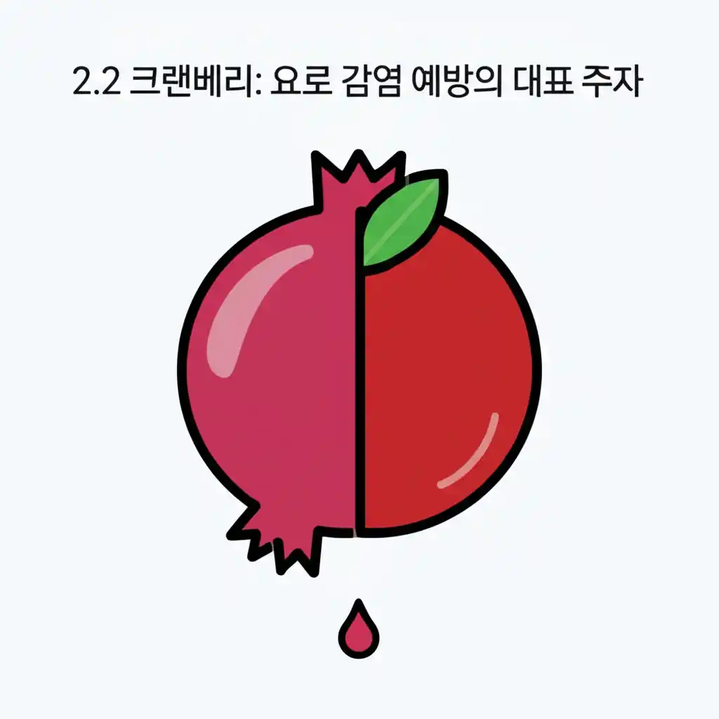 요로 감염 및 방광염 예방에 좋은 음식 크랜베리를 보여주는 이미지.