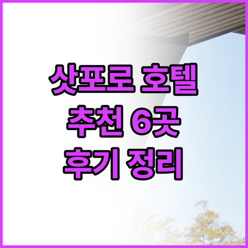 삿포로 호텔 추천 6곳 숙박 후기 총