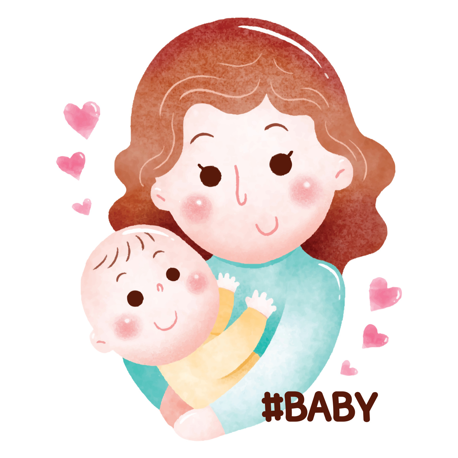 엄마 품에 안겨있는 아기 이미지