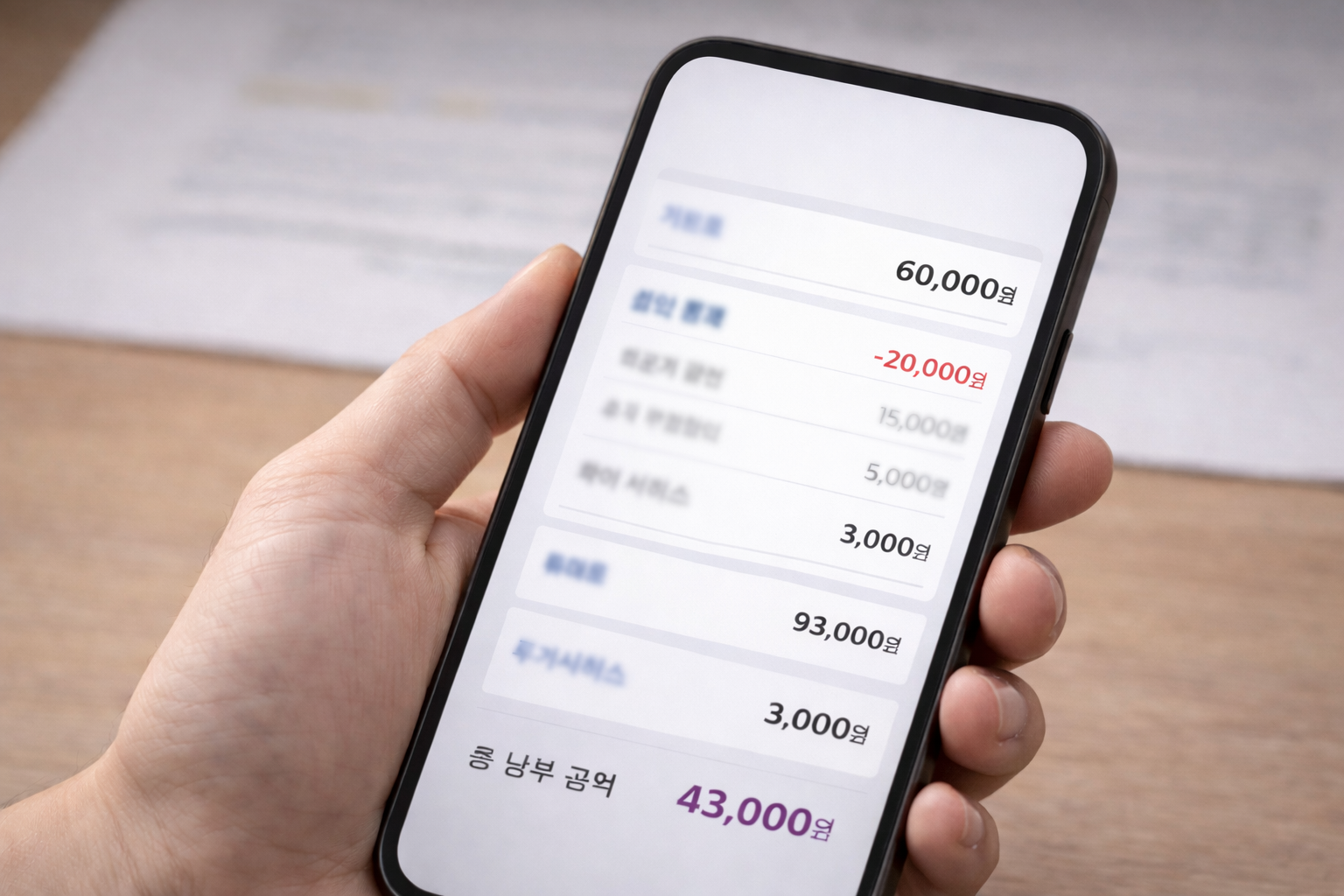 통신비 요금 청구서 할인 항목 표시 예시