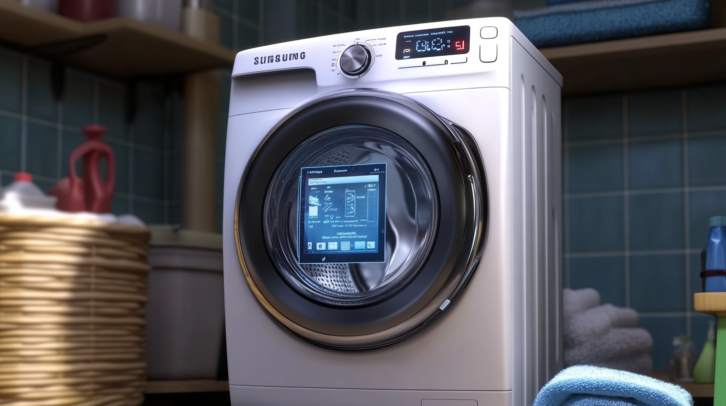 삼성 WF2417HDEEC가 다른 브랜드보다 뛰어난 기술과 편리함으로 비교 우위를 나타내는 장면.