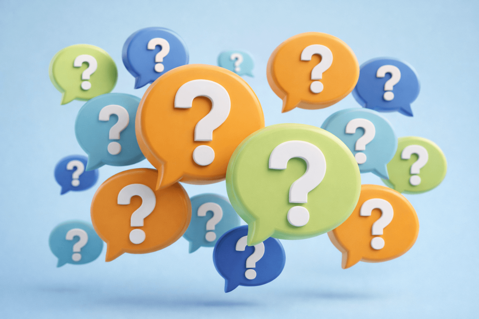 질문과 답변을 상징하는 물음표 말풍선 이미지