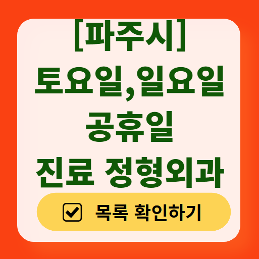 파주시 일요일 문 여는 정형외과 목록 ❘ 토요일, 주말, 공휴일 진료 영업 병원 리스트