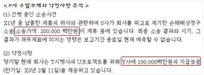P사 우발부채와-약정사항-주석