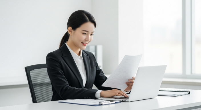 노트북 화면에서 공시가격 이의신청을 접수하는 모습