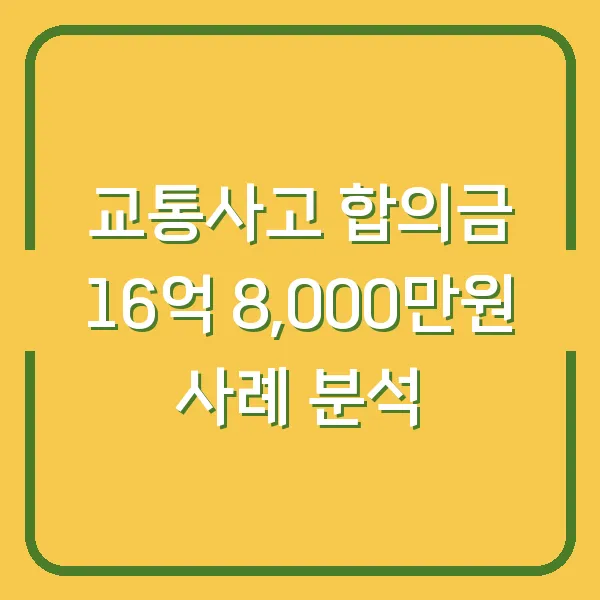 교통사고 합의금 16억 8,000만원 사례 분석