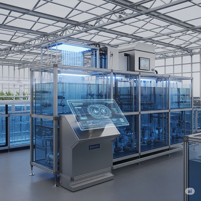 수산업에서 물 절약을 위한 기술 발전을 설명하는 이미지