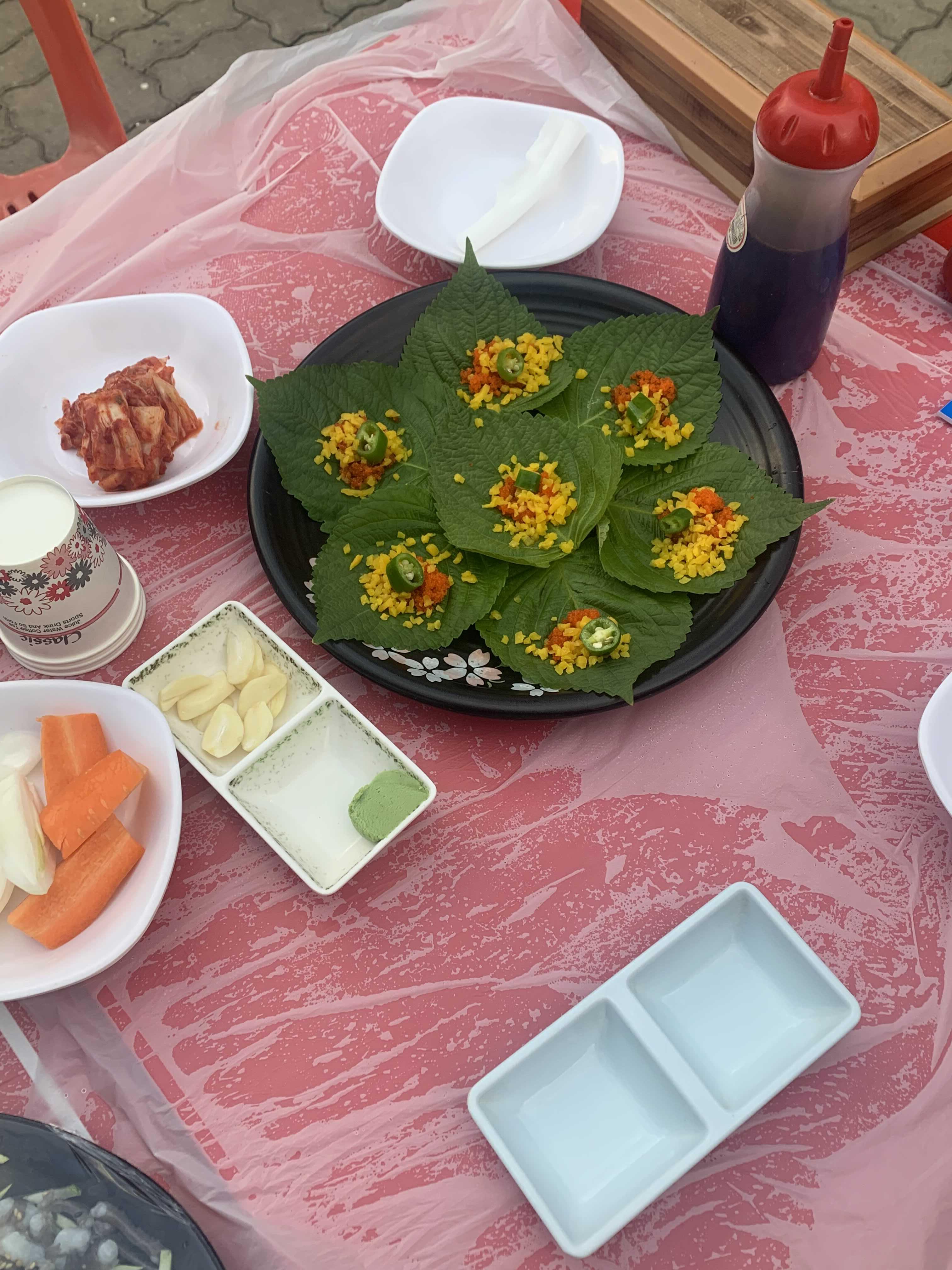 소래포구 회랑 같이 싸먹는 깻잎쌈