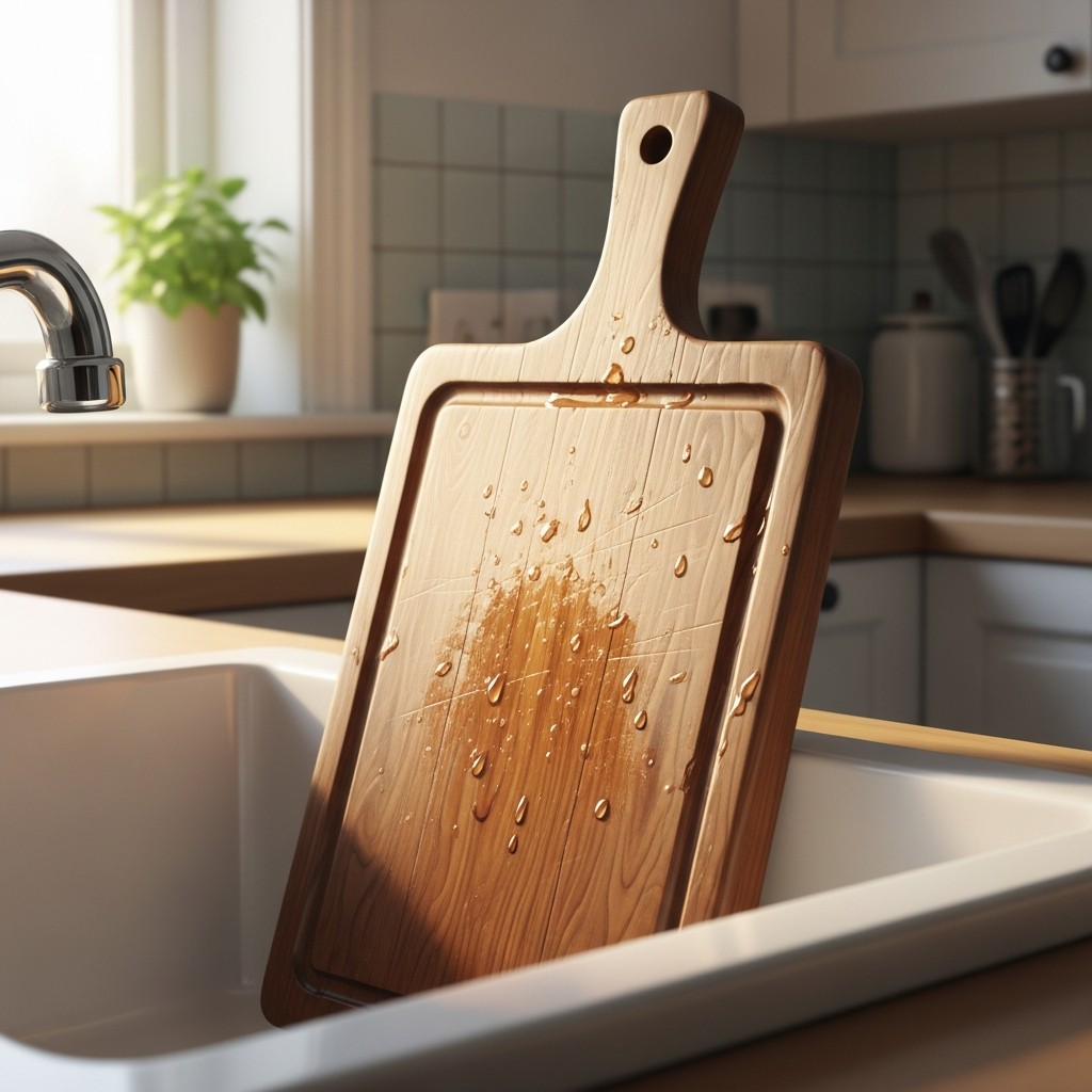 세워 말리는 나무 도마