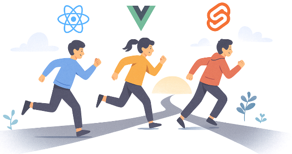 React vs Vue vs Svelte 삽화 이미지