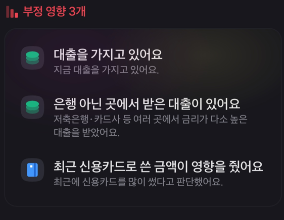 토스 신용 점수 부정영향