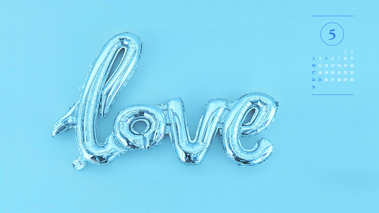 04 Love 글자 풍선 A - 2026년5월 달력배경화면