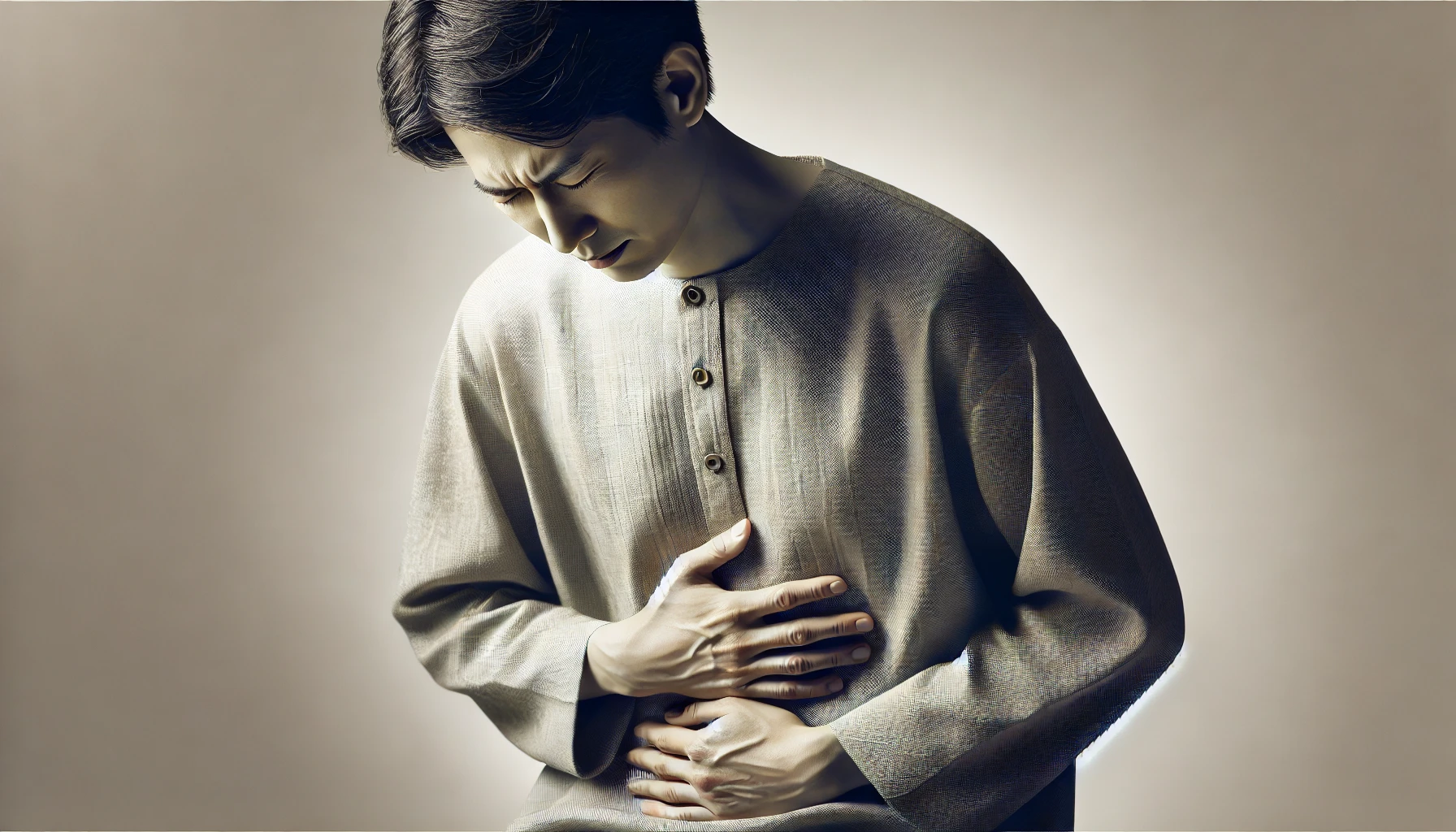 명치-통증을-느끼는-남자