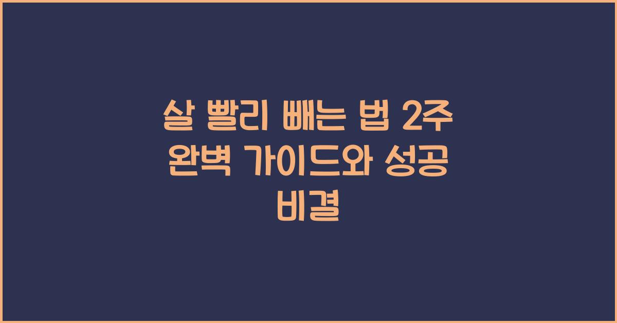살 빨리 빼는 법