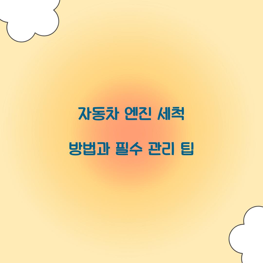 자동차 엔진 세척 방법