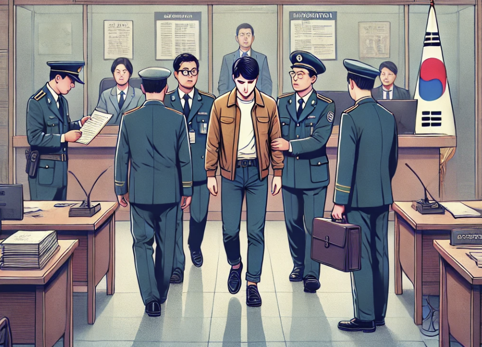 이민 사무소에서 강제 퇴거 명령을 받은 사람의 장면.