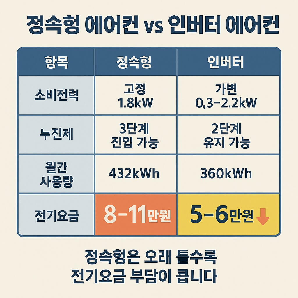 정속형 vs 인버터, 전기세 차이 비교