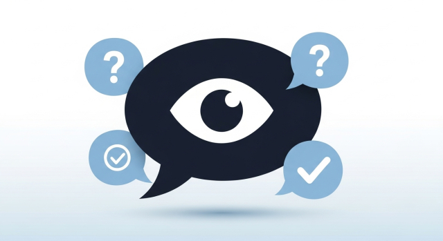 스마일 라식 나이에 대한 Q&A를 상징하는 눈 말풍선 아이콘 이미지