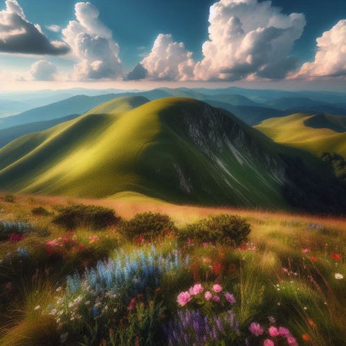 나지막한 산등성이가 펼쳐진 풍경