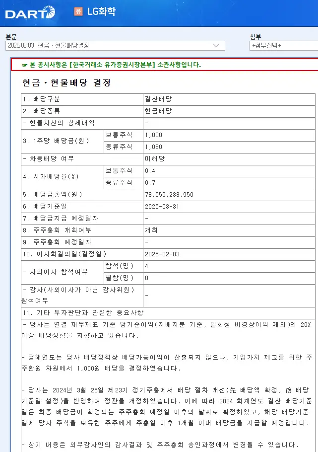 LG화학(051910) 2025년 배당