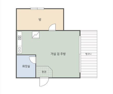 칼봉산자연휴양림5인실 배치도