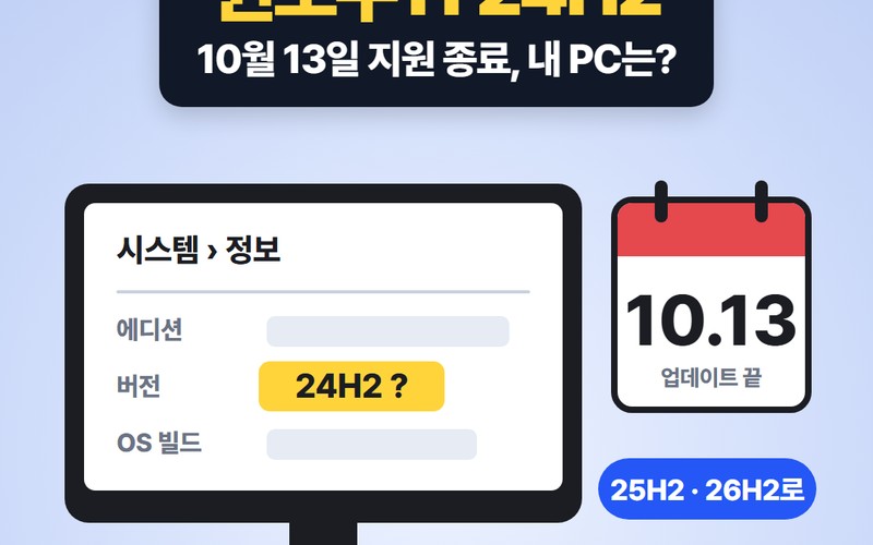 윈도우11 24H2 지원 종료 일정과 내 PC 버전 확인 및 25H2&middot;2
