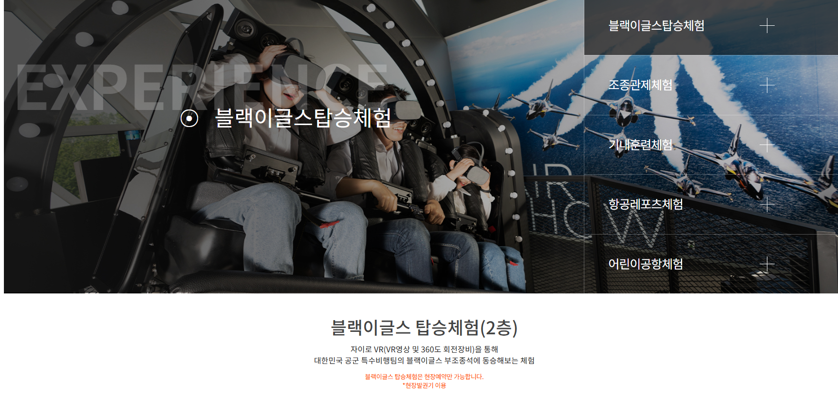 블랙이글스탑승체험