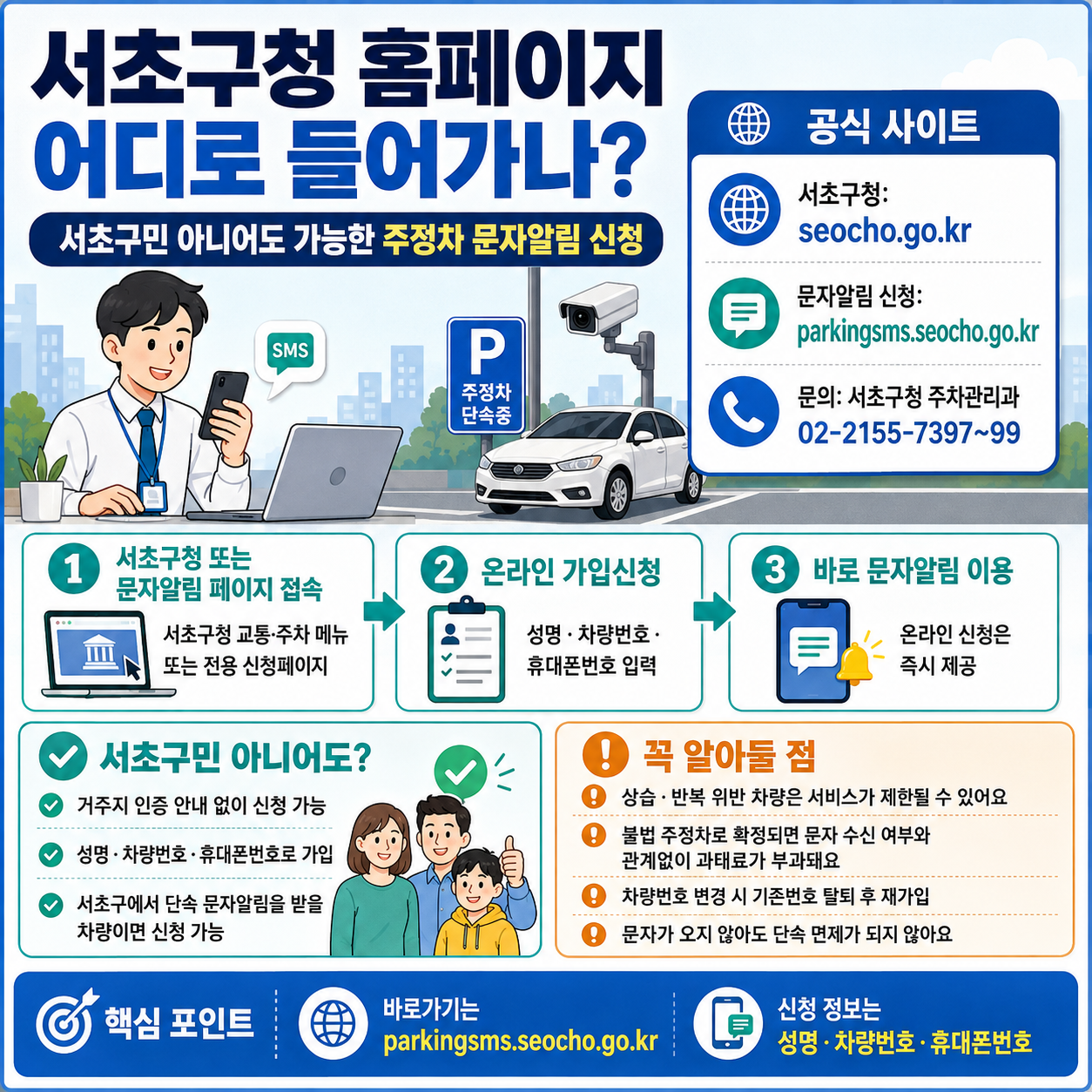 서초구청 홈페이지 어디로 들어가나? 서초구민 아니어도 가능한 주정차 문자알림 신청