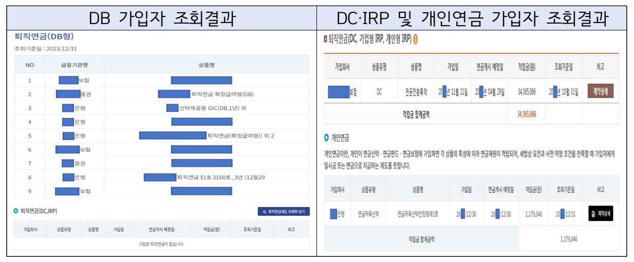 통합연금포털 내연금 조회