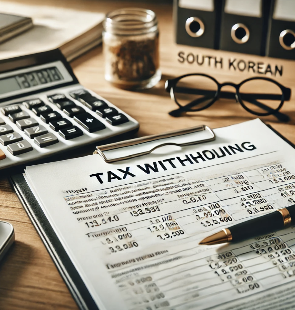 금융서류와 계산기로 세금정리 중