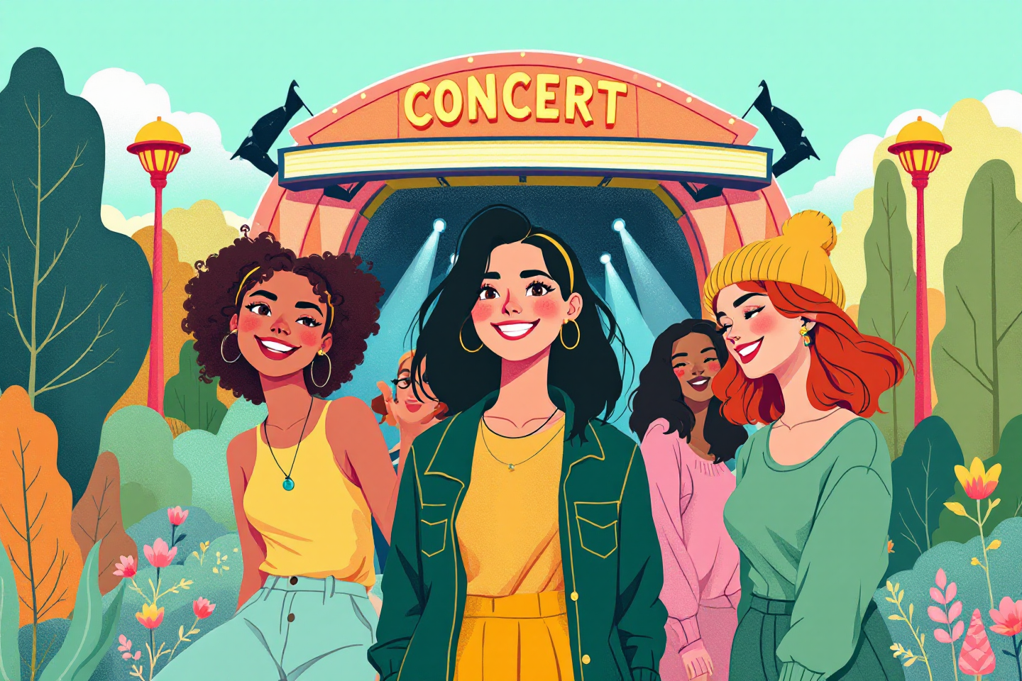 콘서트 종료 후 행복한 여성